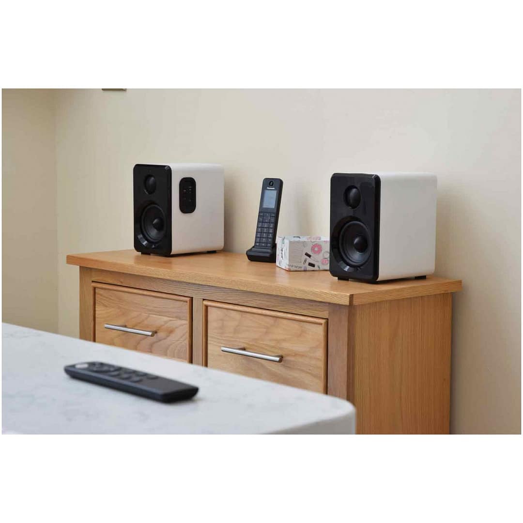 Boxe active cu BT, mp3, telecomanda albe AV: Link ABS35WHT, - imagine 6