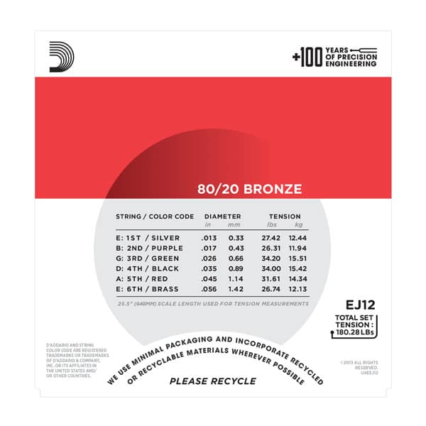 Set corzi chitara acustica D'Addario EJ12 80/20 bronze - imagine 2